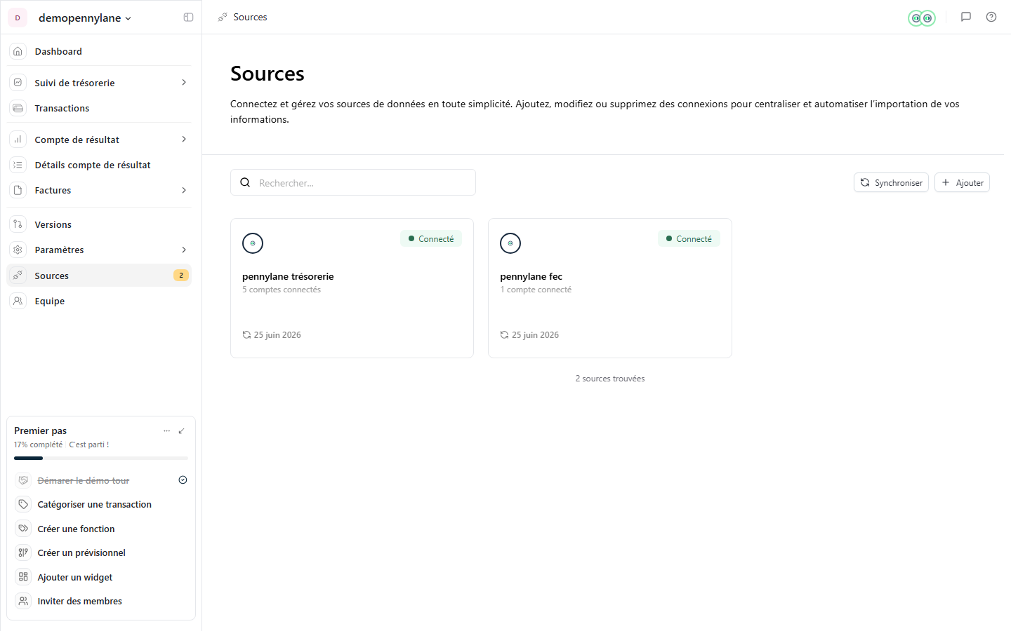 Liste des sources de données bancaires et comptables
